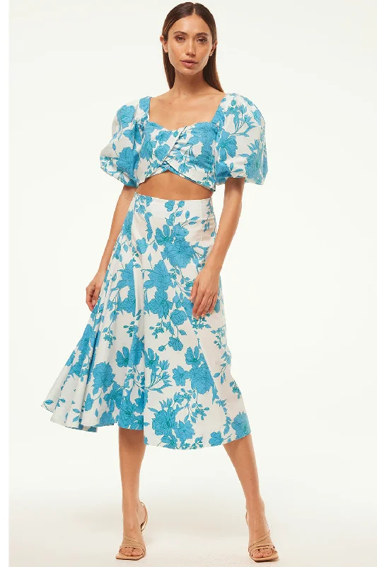 Turquoise Flora Poplin