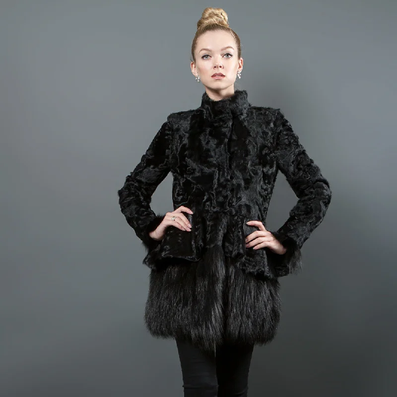 Swakara Fur coat with Fox fur