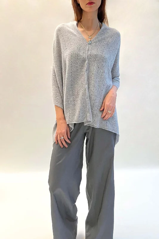 Silver grey cashmere poncho Multiway