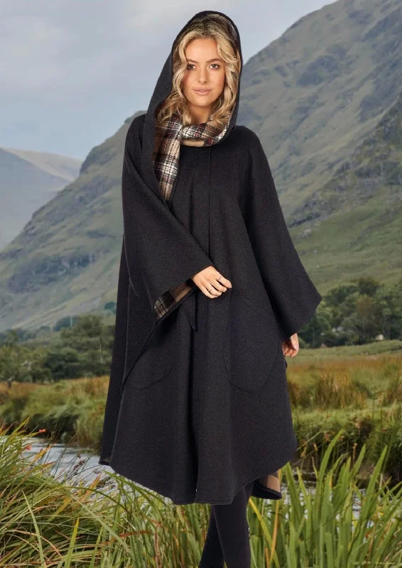 Jimmy Hourihan Classic Charcoal Wool Walking Cape (No Pockets)