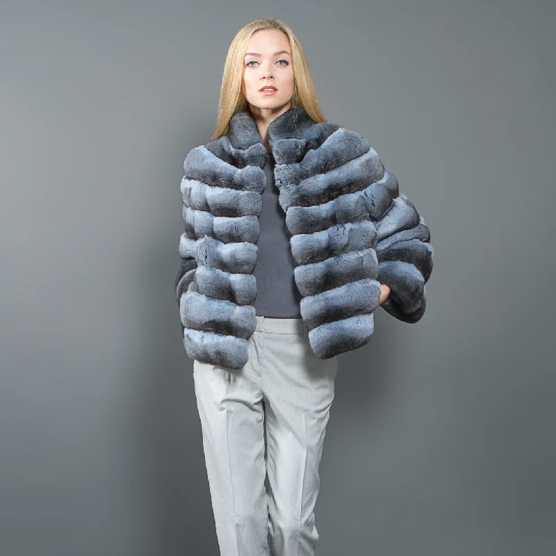 Chinchilla luxury fur Jacket (light blue)