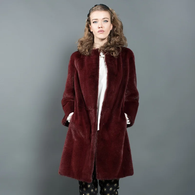 Mink Fur Coat Bordo