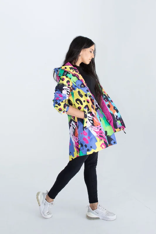 Neon safari mesh-lined parka