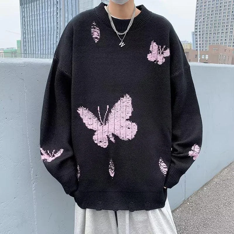 Butterfly Distressed Knitted Sweater