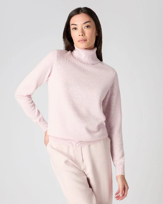 Women's Luna Turtle Neck Cashmere Sweater Quartz Pink