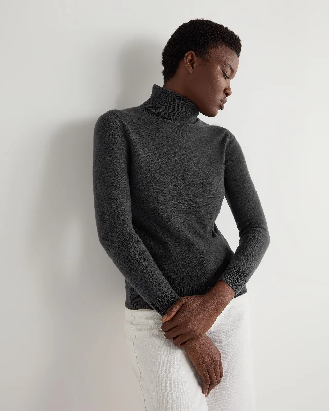 Women's Luna Turtle Neck Cashmere Sweater Anthracite Grey