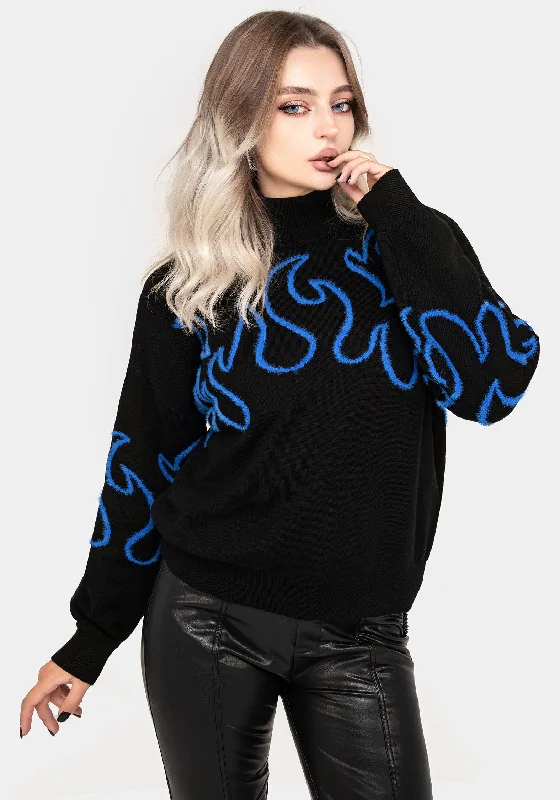 Blaze Flame Knit Jumper - Blue