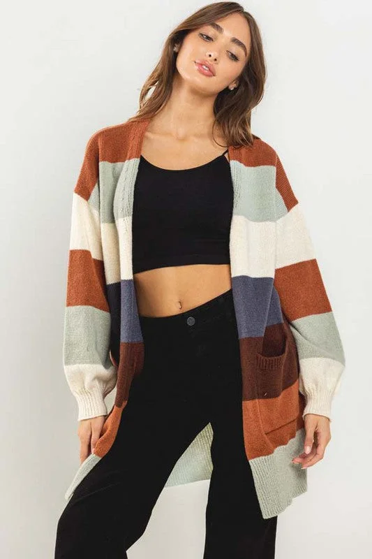 ELINOR COLOR BLOCK CARDIGAN