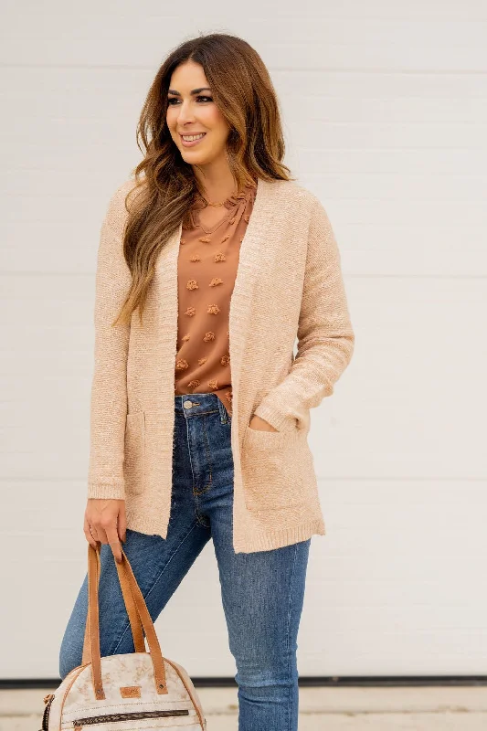 Heathered Ribbed Trim Cardigan