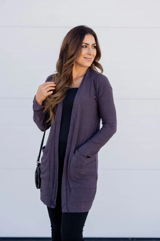 Heathered Soft Pocket Tunic Cardigan