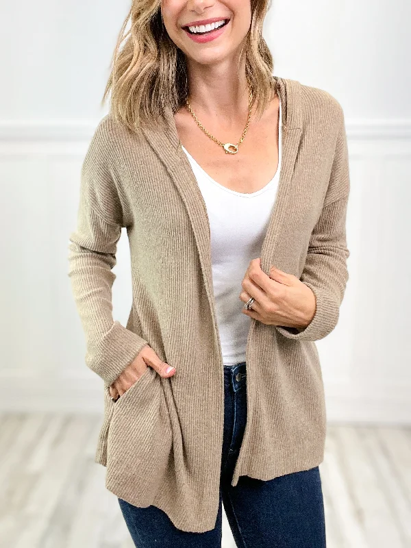 Soft Cashmere Rib Duster Cardigan with a Hood