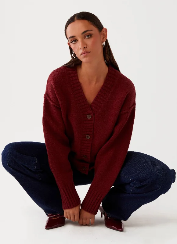 Tell Me More Oversized Cardigan - Maroon