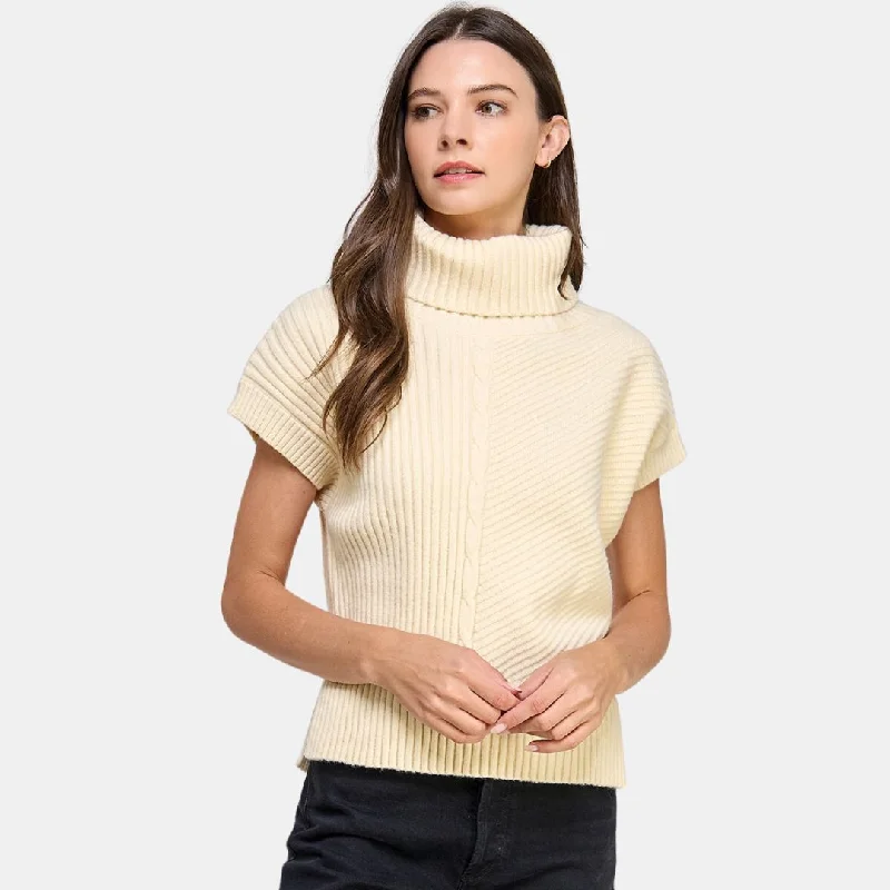 Turtleneck Sweater Vest (Cream)