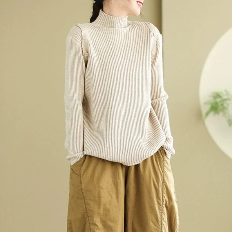 Women Casual Minimalist Turtuleneck Cardigan