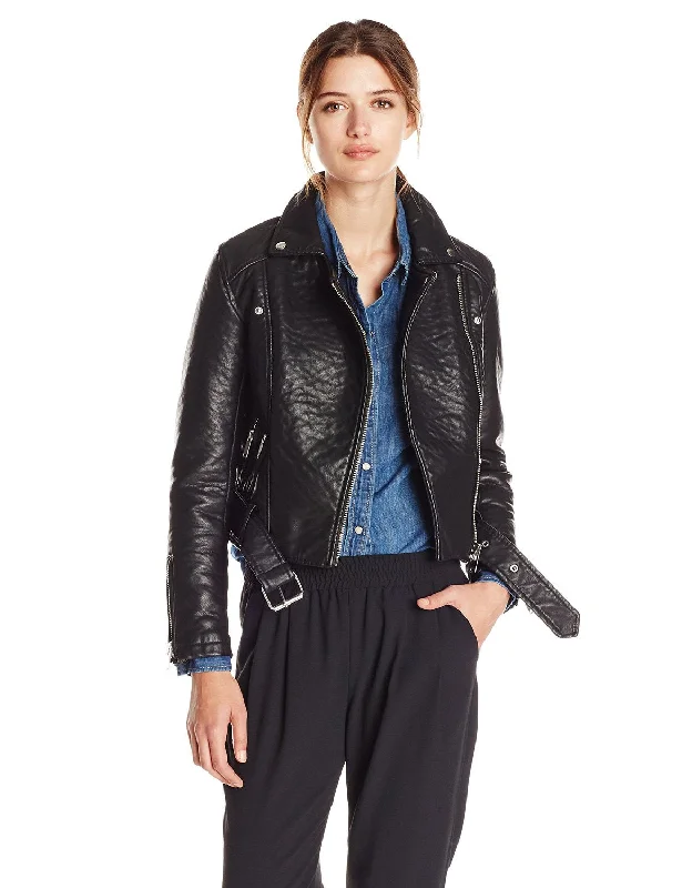Leather Jackets Hub Womens Genuine Cowhide Leather Jacket (Black, Double Rider Jacket) - 1521700