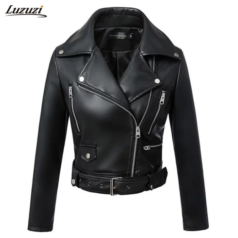 1PC Leather Jacket Women Motorcycle Short Coats Faux