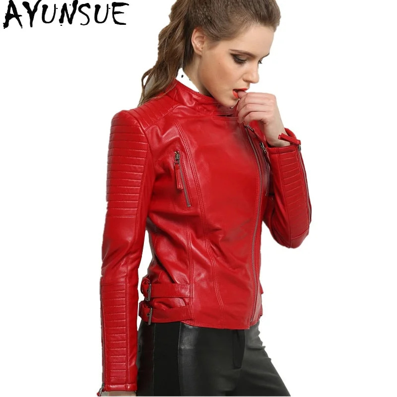 AYUNSUE 100% Real Sheepskin Coat Female Genuine Leather Jacket Short Slim Jackets For Women Outerwear jaqueta de couro WYQ793 AYUNSUE 100% Real Sheepskin Coat Female Genuine Leather Jacket Short Slim Jackets For Women Outerwear jaqueta de couro WYQ793
