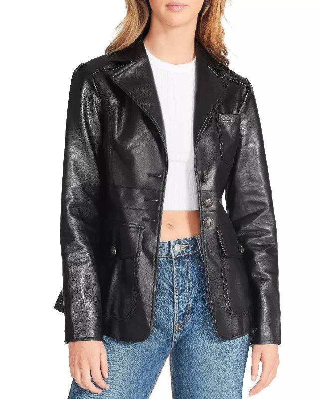 Women's Black Sheep Leather Slim Fit Blazer Jacket