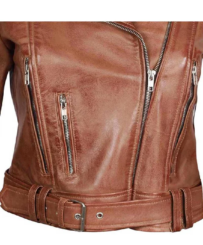 Elisa Women Light Brown Leather Jacket
