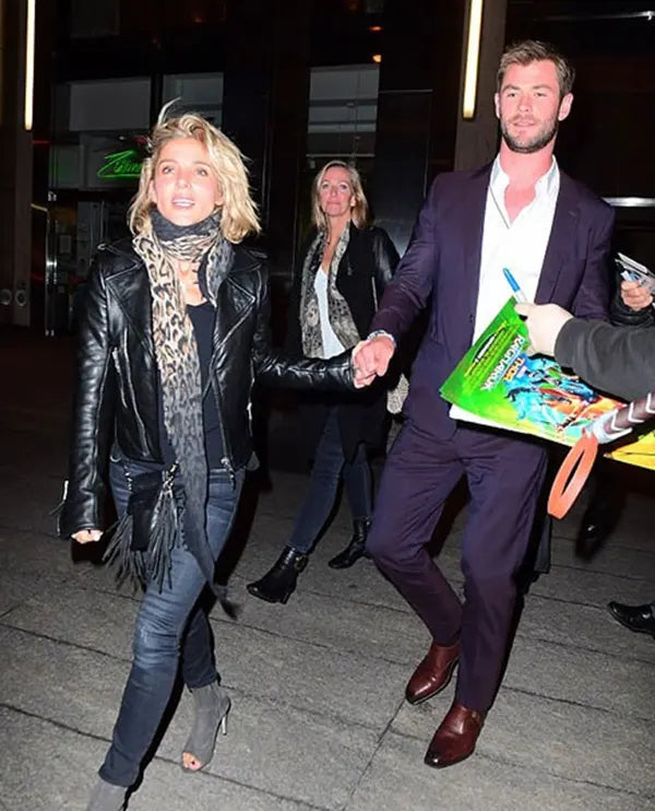 Elsa Pataky Black Leather Jacket
