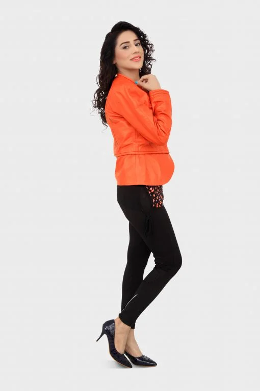 HAARLEM Women KUZE 11165 Leather Jacket Orange
