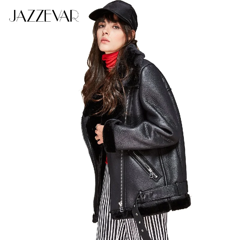 JAZZEVAR high fashion street women's PU leather jacket ca