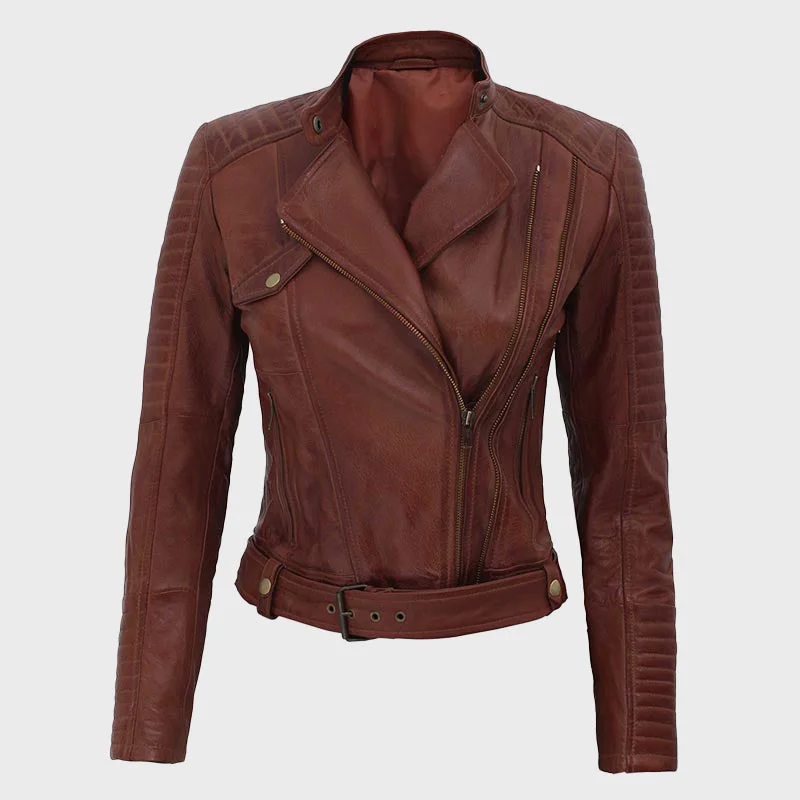 Kyle Brown Women's Leather Biker Jacket