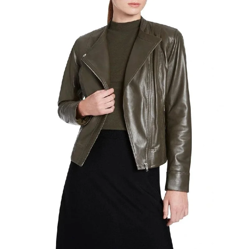 Leatherviz  Women Leather Jacket In Olive