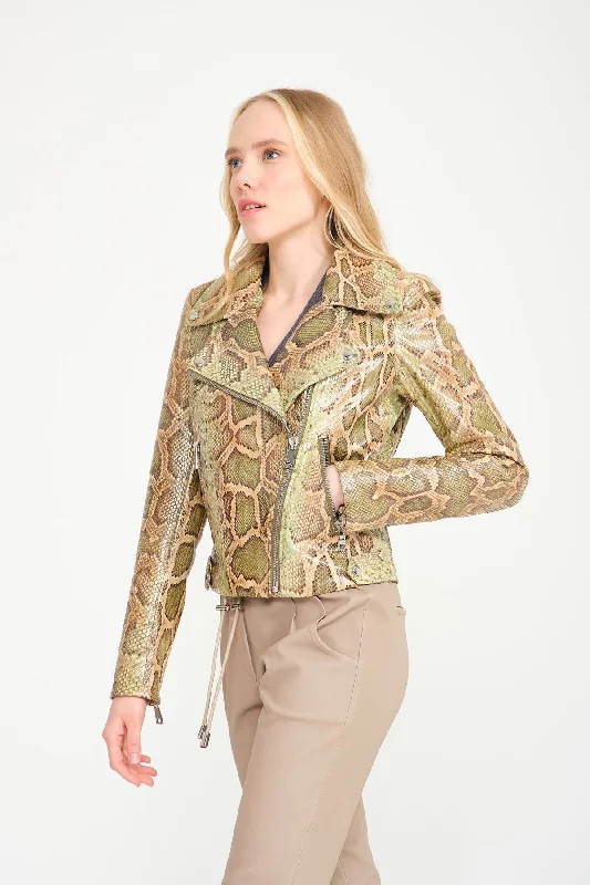 Light Green Python Leather Jacket