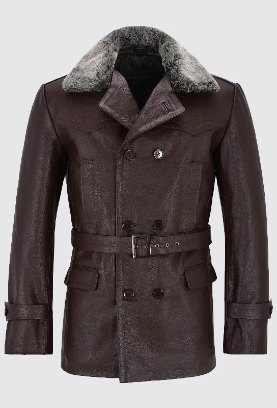 Leather Jackets Hub Womens Genuine Lambskin Leather Over Coat (Brown, Wonder Woman) - LJH1072