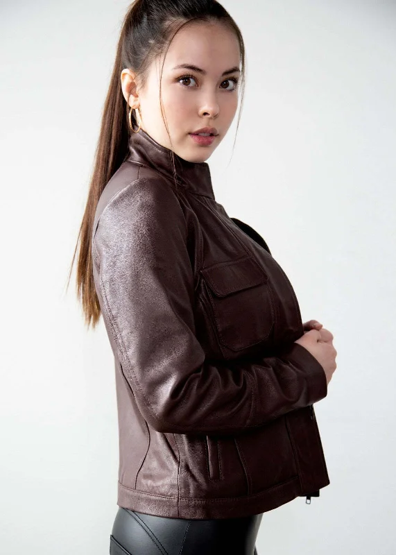Leather Jackets Hub Womens Genuine Lambskin Leather Jacket (Brown, Star Wars) - LJH1076