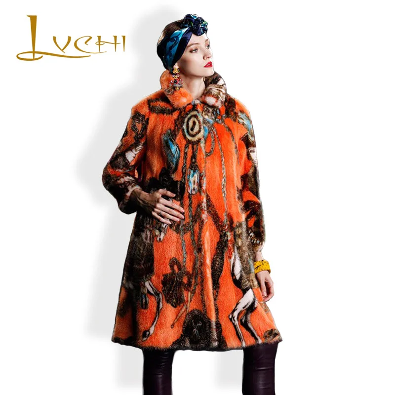 LVCHI Woman's Coat Boho Fashion Female Cold Mink Jacket Genuine Noble Skirt Style Leather Embroidery 2017 Winter Mink coats LVCHI Woman's Coat Boho Fashion Female Cold Mink Jacket Genuine Noble Skirt Style Leather Embroidery 2017 Winter Mink coats