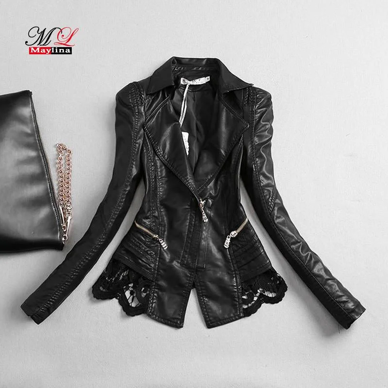 Maylina Plus Size Autumn  Leather Jacket  Women