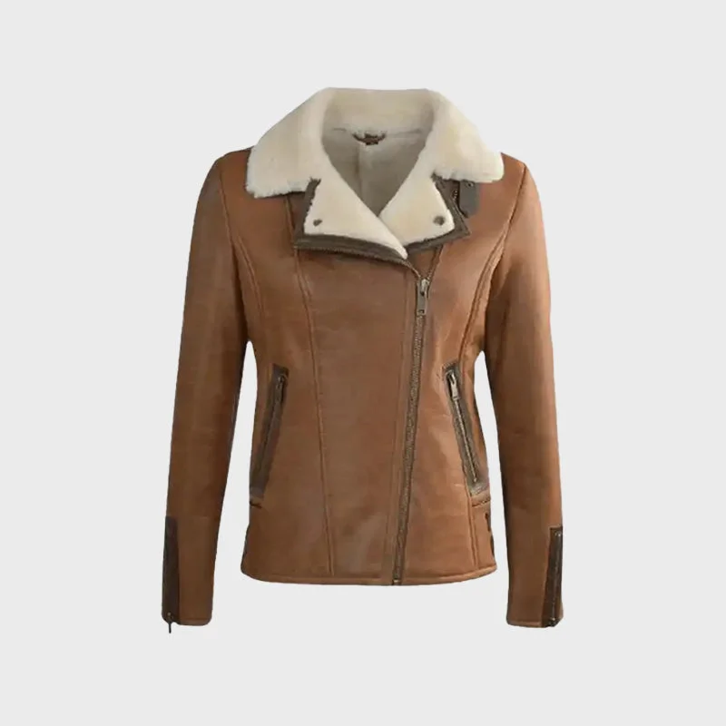 Mens B3 Aviator Brown Sheepskin Leather Jacket