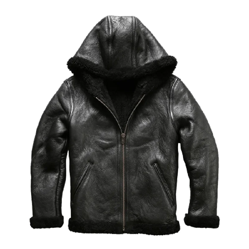 Men's Black Sheepskin Shearling Leather Jacket