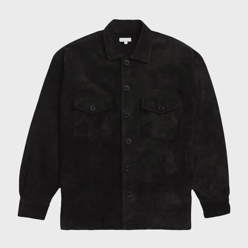 Men's Black Suede Leather Over-Shirt