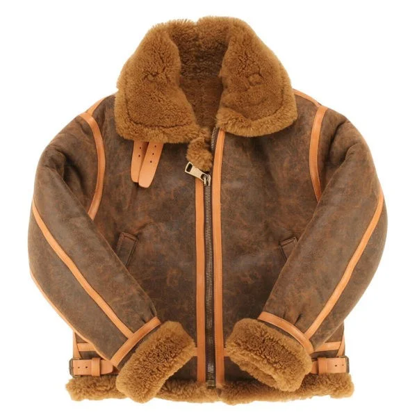 Men's Brown Sheepskin Leather Fur Jacket