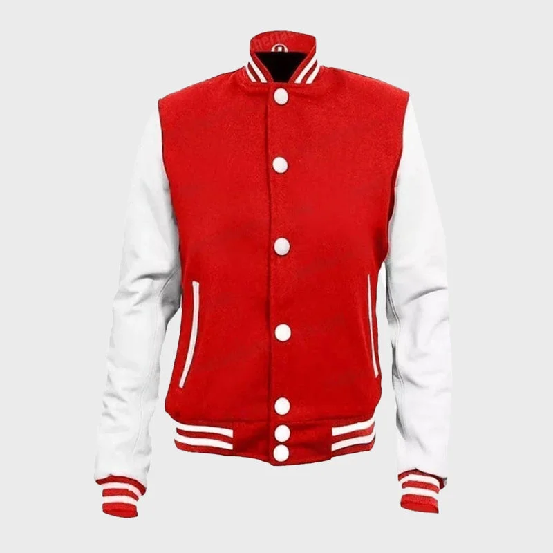 Men's Red And White Varsity Jacket