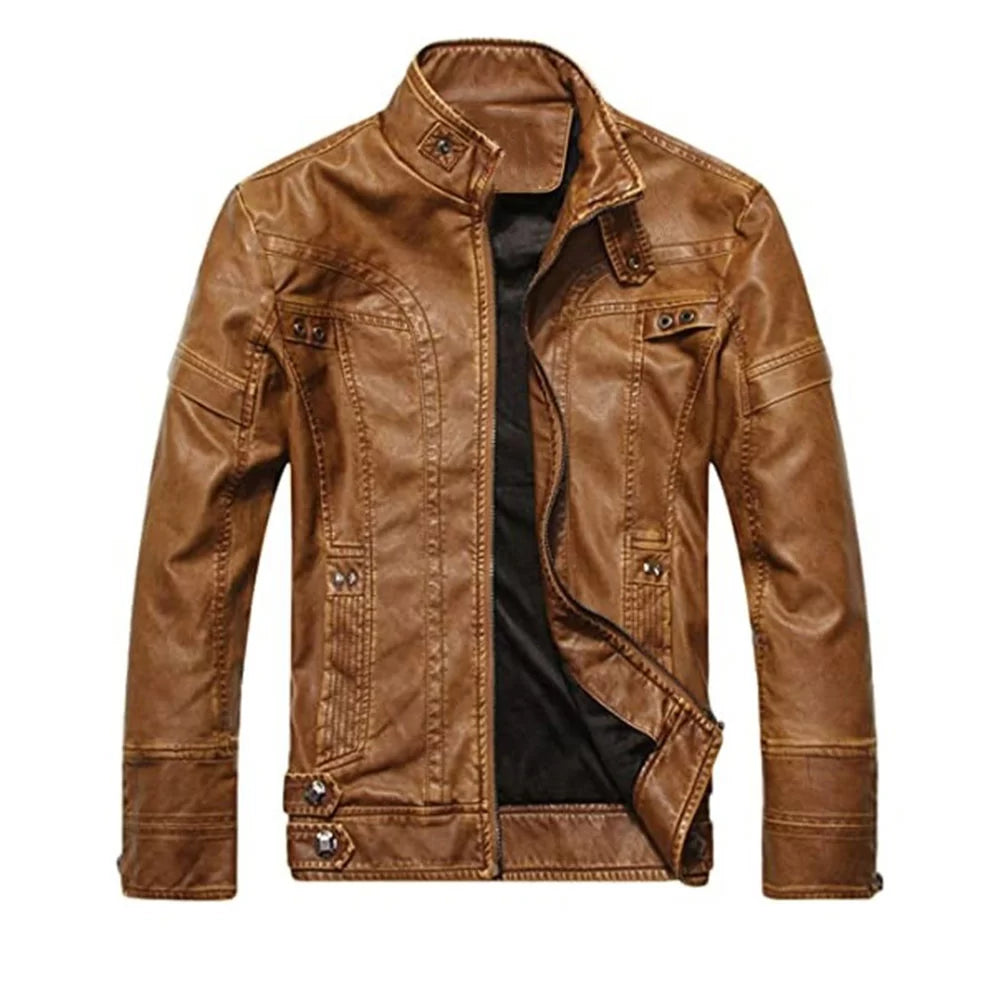 Men's Slim fit Brown Leather Jacket