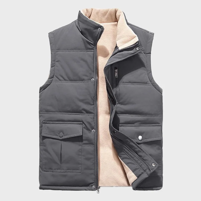 Men's Winter Puffer Fleece Lined Quilted Vest Casual Sleeveless Jacket