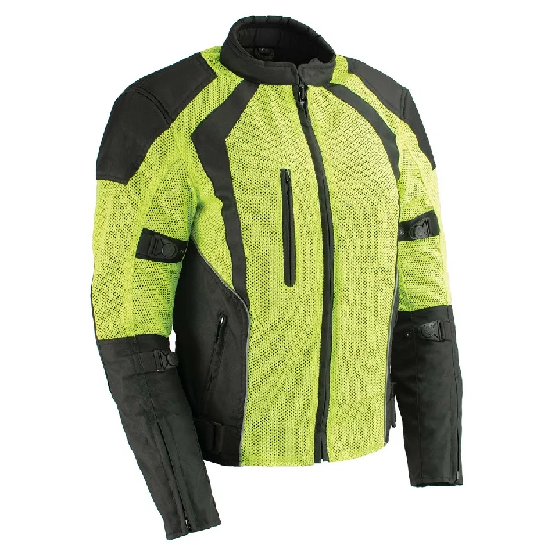 Milwaukee Leather MPL2793 High Vis Green with Black Armored Textile Motorcycle Jacket for Women - All Season Mesh Jacket Milwaukee Leather MPL2793 High Vis Green with Black Armored Textile Motorcycle Jacket for Women - All Season Mesh Jacket