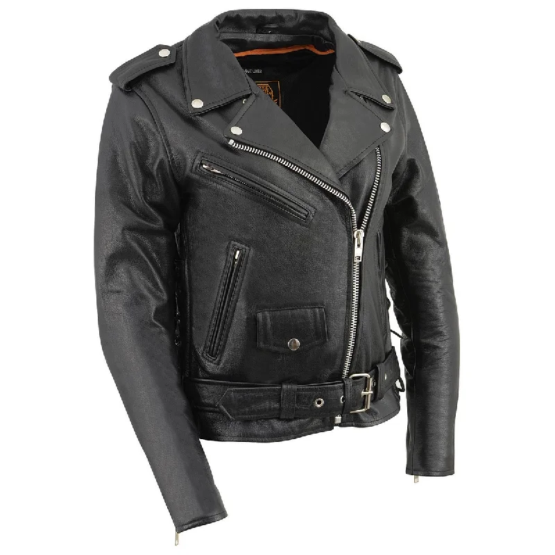 Milwaukee Leather LKL2700 Women's Classic Black Premium Leather Motorcycle Vintage Jacket with Side Laces Milwaukee Leather LKL2700 Women's Classic Black Premium Leather Motorcycle Vintage Jacket with Side Laces