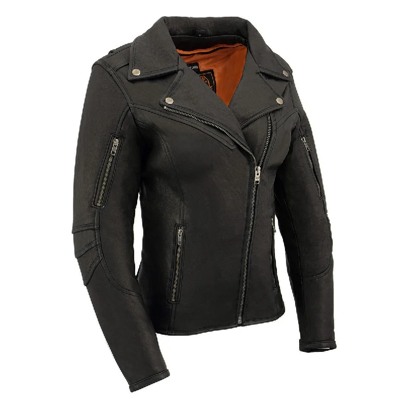 Milwaukee Leather MLL2581 Women's Black 'Classic' Leather Lightweight Long Length Vented Jacket Milwaukee Leather MLL2581 Women's Black 'Classic' Leather Lightweight Long Length Vented Jacket