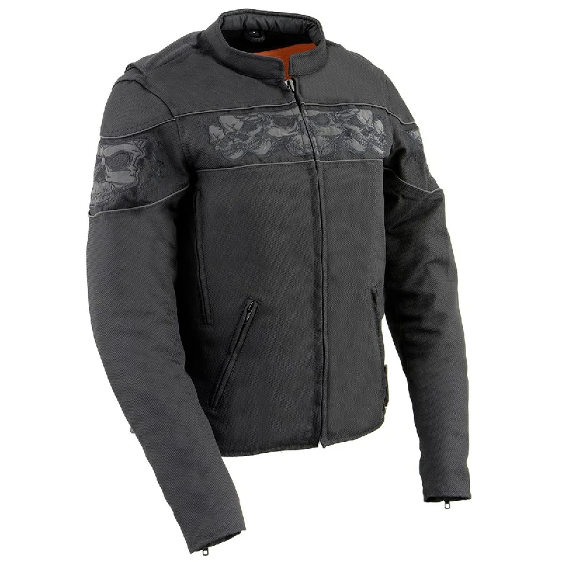 Milwaukee Leather MPL2730 Women's Black Crossover Textile Scooter Jacket with Reflective Skulls Milwaukee Leather MPL2730 Women's Black Crossover Textile Scooter Jacket with Reflective Skulls