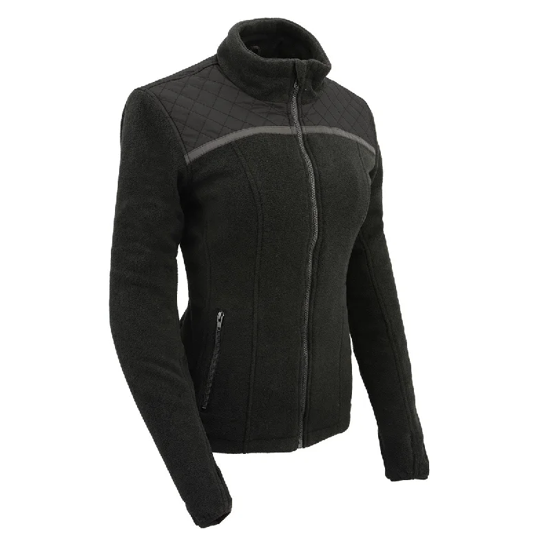Milwaukee Leather MPL2784 Women's Black Micro Fleece Jacket with Reflective Stripes Milwaukee Leather MPL2784 Women's Black Micro Fleece Jacket with Reflective Stripes