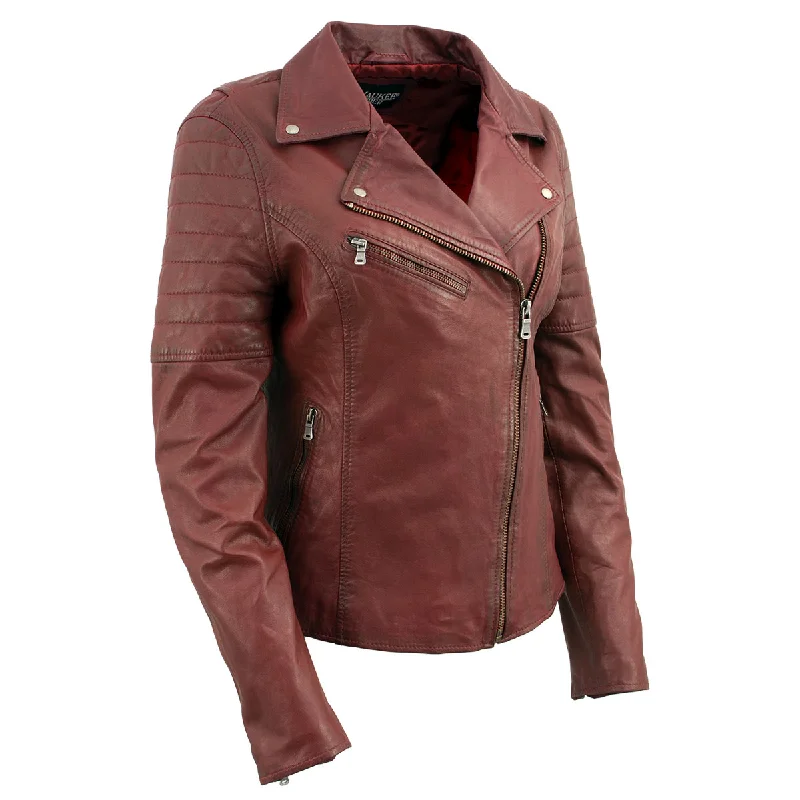 Milwaukee Leather Red Vintage Motorcycle Inspired Vegan Tan Fashion Leather Jacket for Women SFL2812 Milwaukee Leather Red Vintage Motorcycle Inspired Vegan Tan Fashion Leather Jacket for Women SFL2812