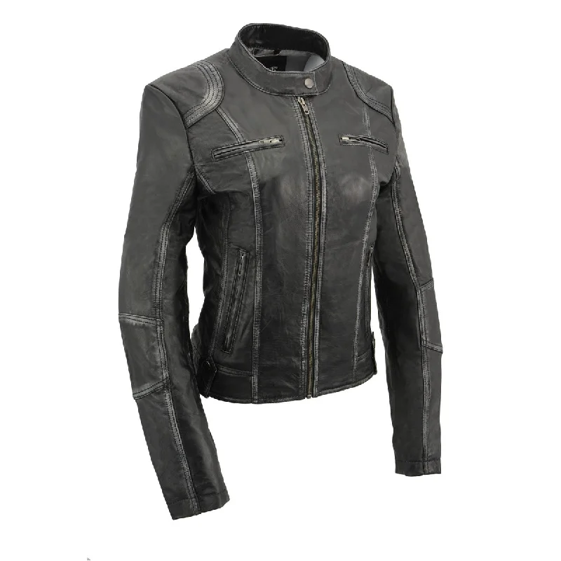 Milwaukee Leather SFL2830 Women's Black Sheepskin Scuba Style Fashion Leather Jacket Milwaukee Leather SFL2830 Women's Black Sheepskin Scuba Style Fashion Leather Jacket