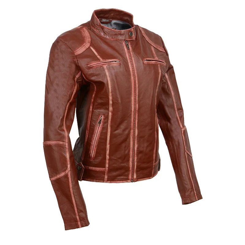 Milwaukee Leather SFL2830 Women's Maroon Sheepskin Scuba Style Fashion Leather Jacket Milwaukee Leather SFL2830 Women's Maroon Sheepskin Scuba Style Fashion Leather Jacket