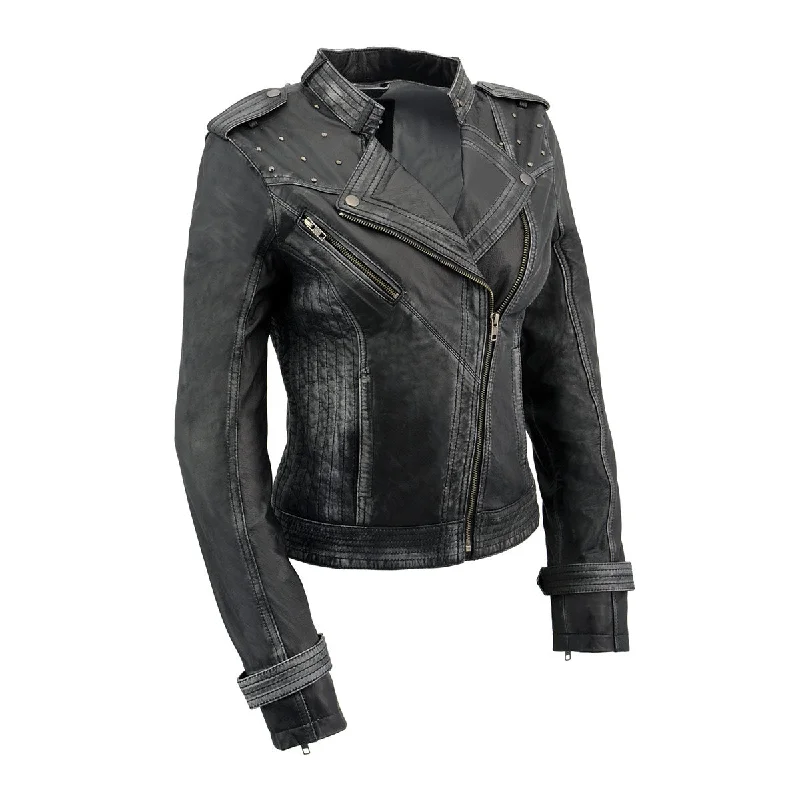 Milwaukee Leather SFL2840 Women's Maiden Black Premium Sheepskin Motorcycle Fashion Leather Jacket with Studs Milwaukee Leather SFL2840 Women's Maiden Black Premium Sheepskin Motorcycle Fashion Leather Jacket with Studs