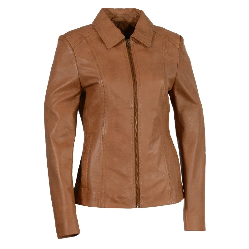 Milwaukee Leather SFL2850 Women's Classic Saddle Zippered Motorcycle Style Fashion Leather Jacket with Shirt Style Collar Milwaukee Leather SFL2850 Women's Classic Saddle Zippered Motorcycle Style Fashion Leather Jacket with Shirt Style Collar